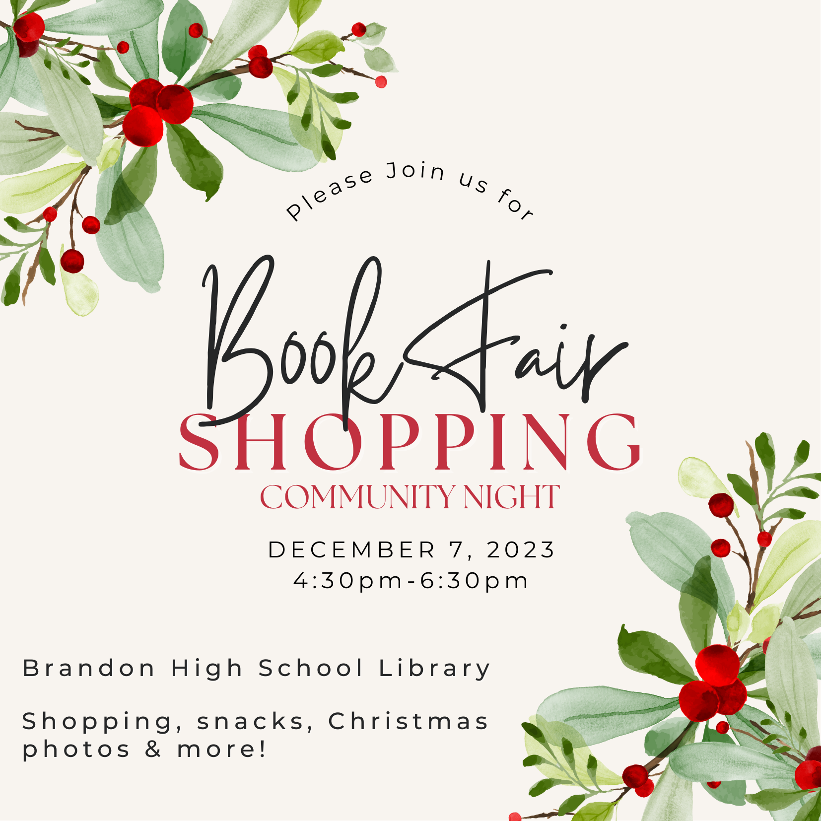 Scholastic Book Fair Info - Brandon High School